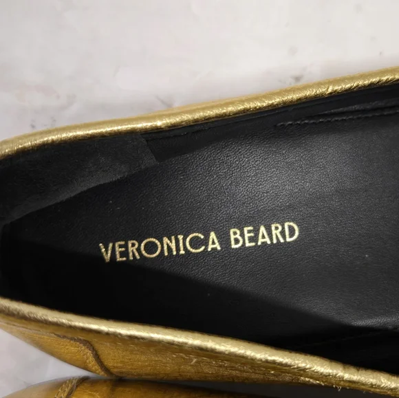 VERONICA BEARD Penny Tassel Loafers Gold Size 10.5 M New